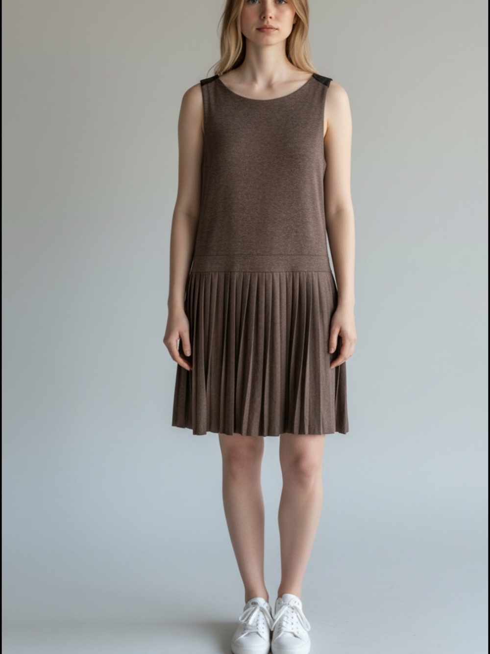 Cynthia Rowley Sleeveless Pleated Brown Day Dress size medium